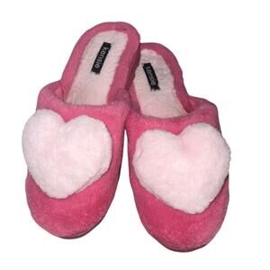 Kensie Pink Heart Slippers Size 9
